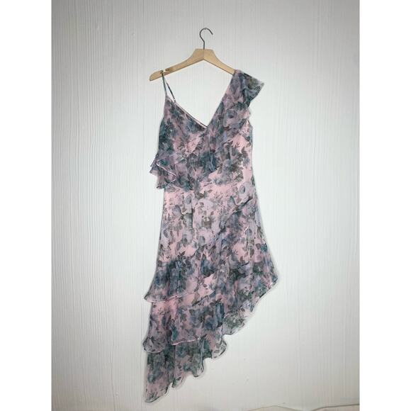 KEEPSAKE Sweet Love Chiffon Ruffle Asymmetrical Midi Dress US MEDIUM NWT - Picture 11 of 16